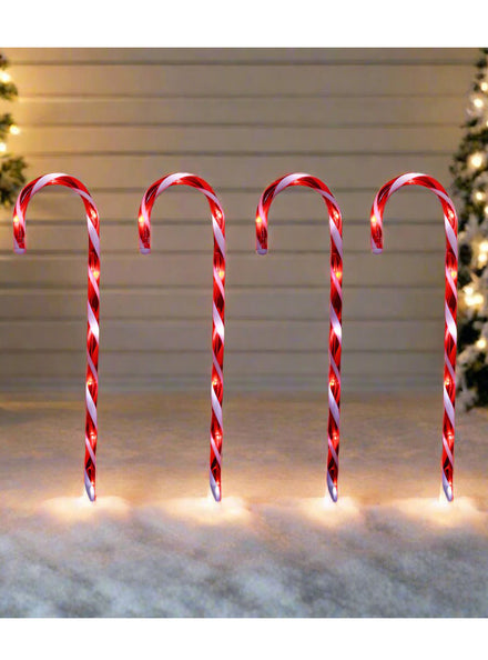 Battery Operated Candy Cane Garden Lights 4 Pack - Main Image