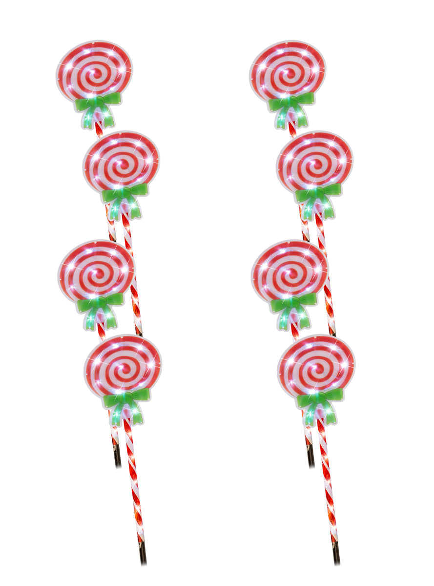 4 Pack Candy Cane Lollipop Path Lights Christmas Decoration - Alternate Image