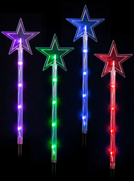 Four Pack Remote Controlled Star Shape Multicolour Path Lights Main Image