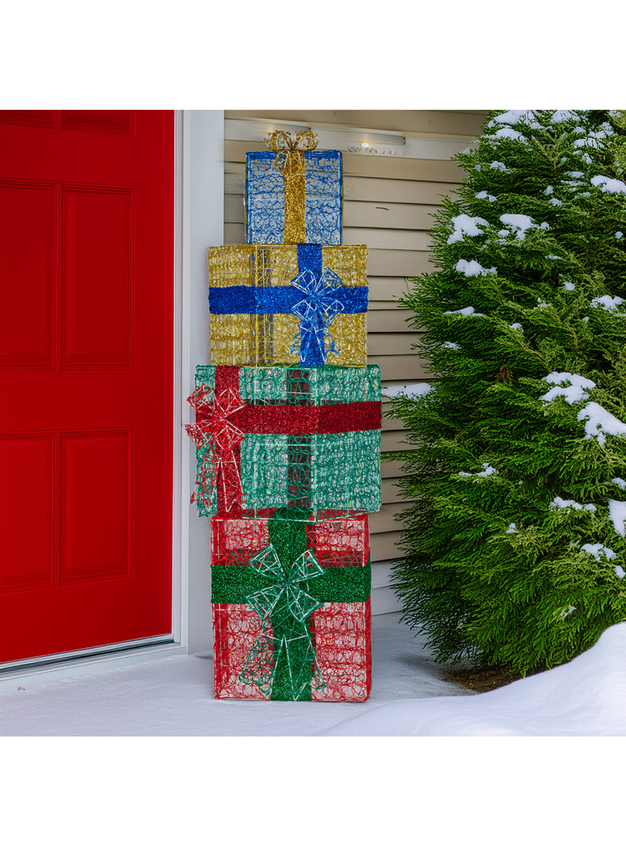 Light Up Present Stack Christmas Decoration 4 Piece 190cm - Alternate Image 2