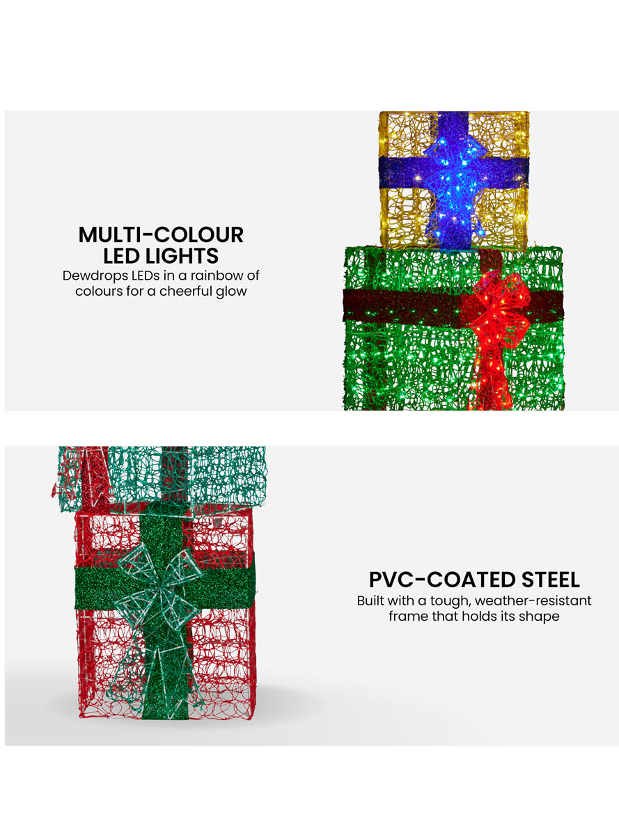 Light Up Present Stack Christmas Decoration 4 Piece 190cm - Info Image 2