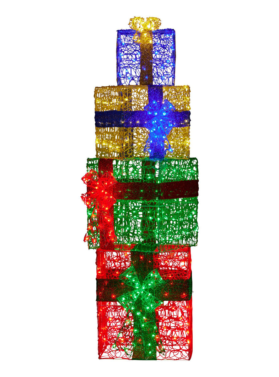 Light Up Present Stack Christmas Decoration 4 Piece 190cm - Main Image
