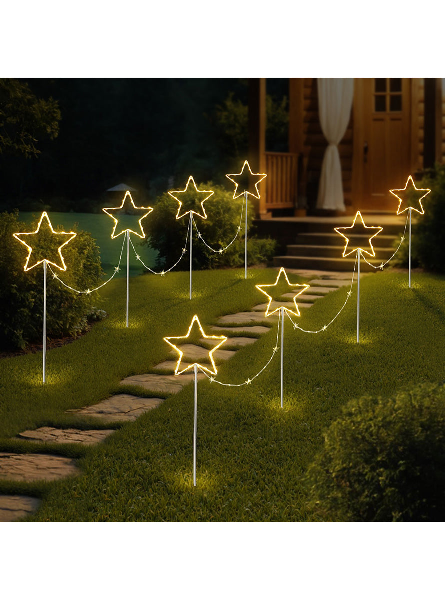 4 Piece Warm White Star Shape Path Lights Christmas Decoration - Alternate Image