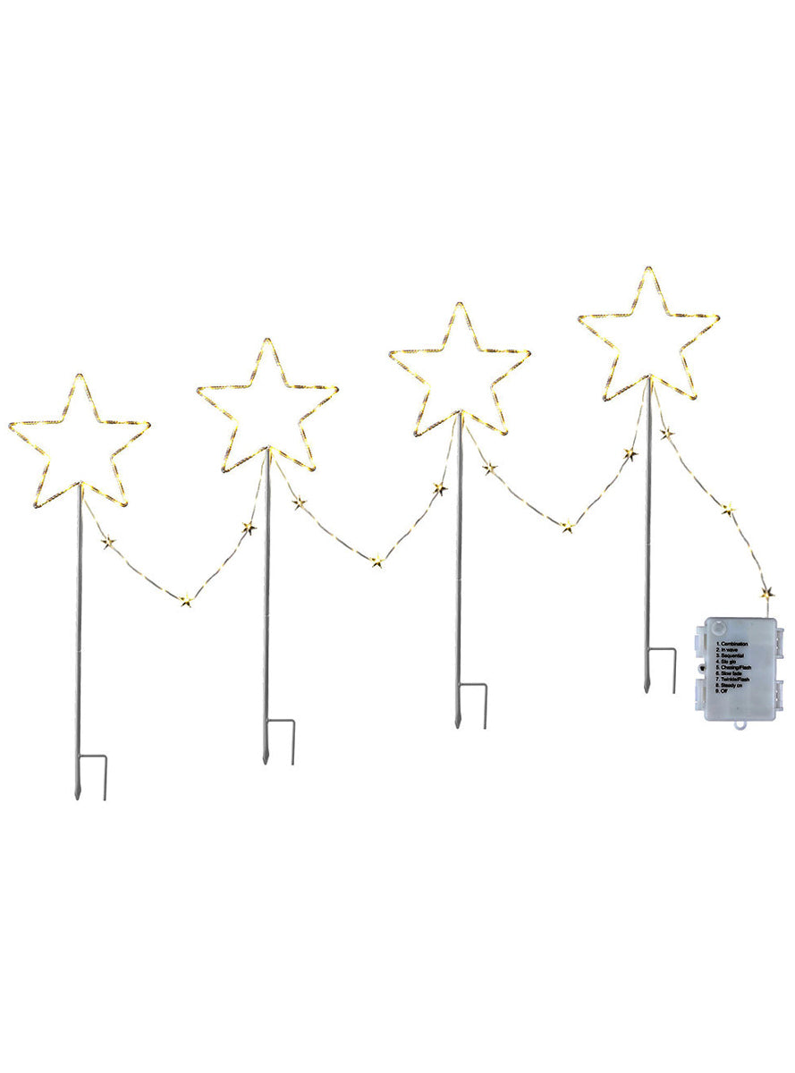 4 Piece Warm White Star Shape Path Lights Christmas Decoration - Main Image