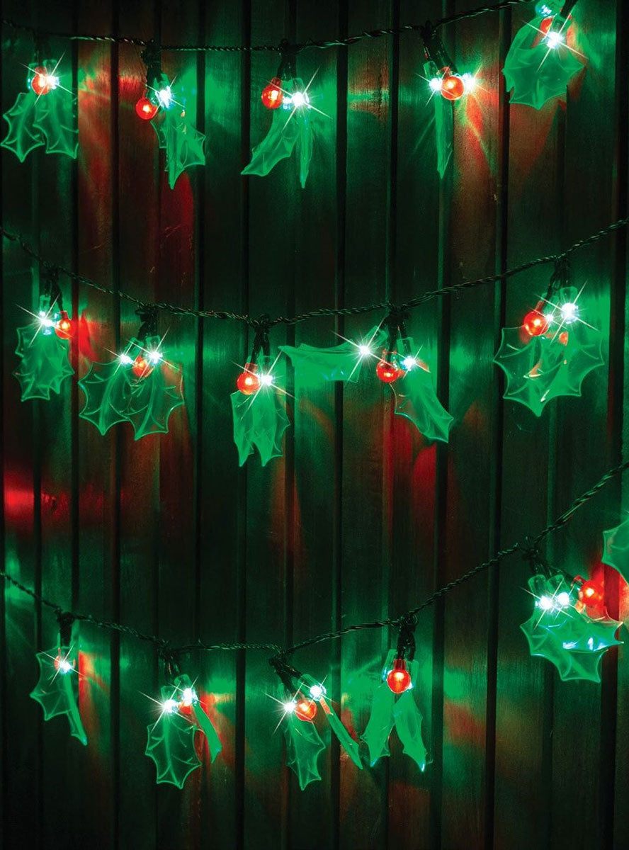 Holly Leaves 40 Pack LED Light Up Christmas Lights - Main Image