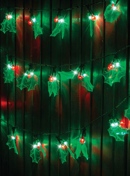 Holly Leaves 40 Pack LED Light Up Christmas Lights - Main Image