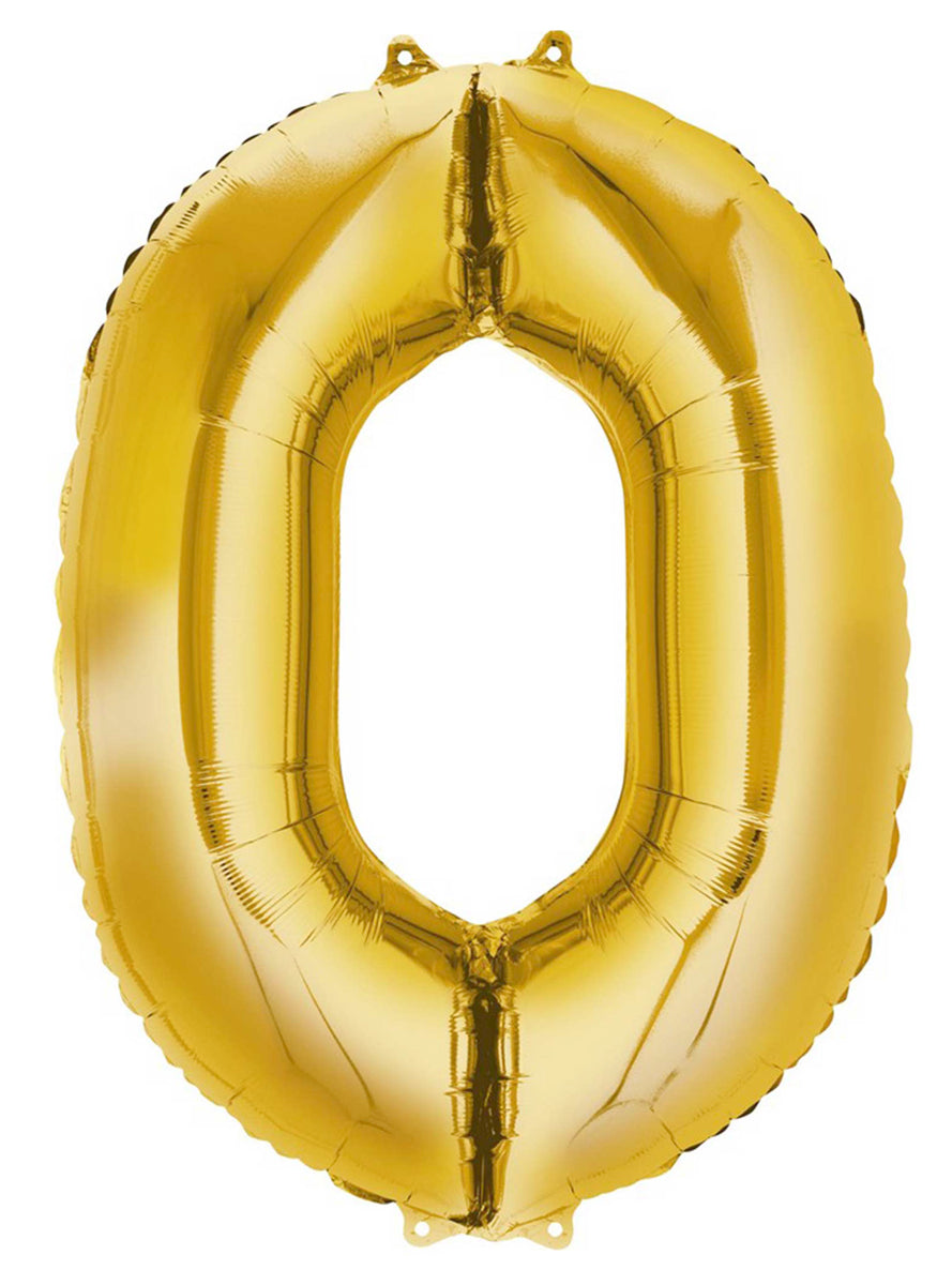 40cm Air Fill Gold Foil Number 0 Balloon - Main Image