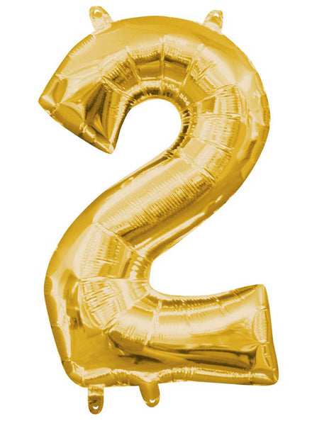 40cm Air Fill Gold Foil Number 2 Balloon - Main Image