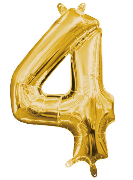 40cm Air Fill Gold Foil Number 4 Balloon - Main Image