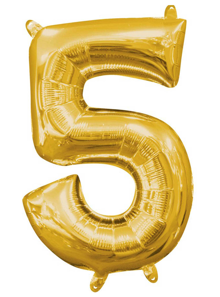 40cm Air Fill Gold Foil Number 5 Balloon - Main Image