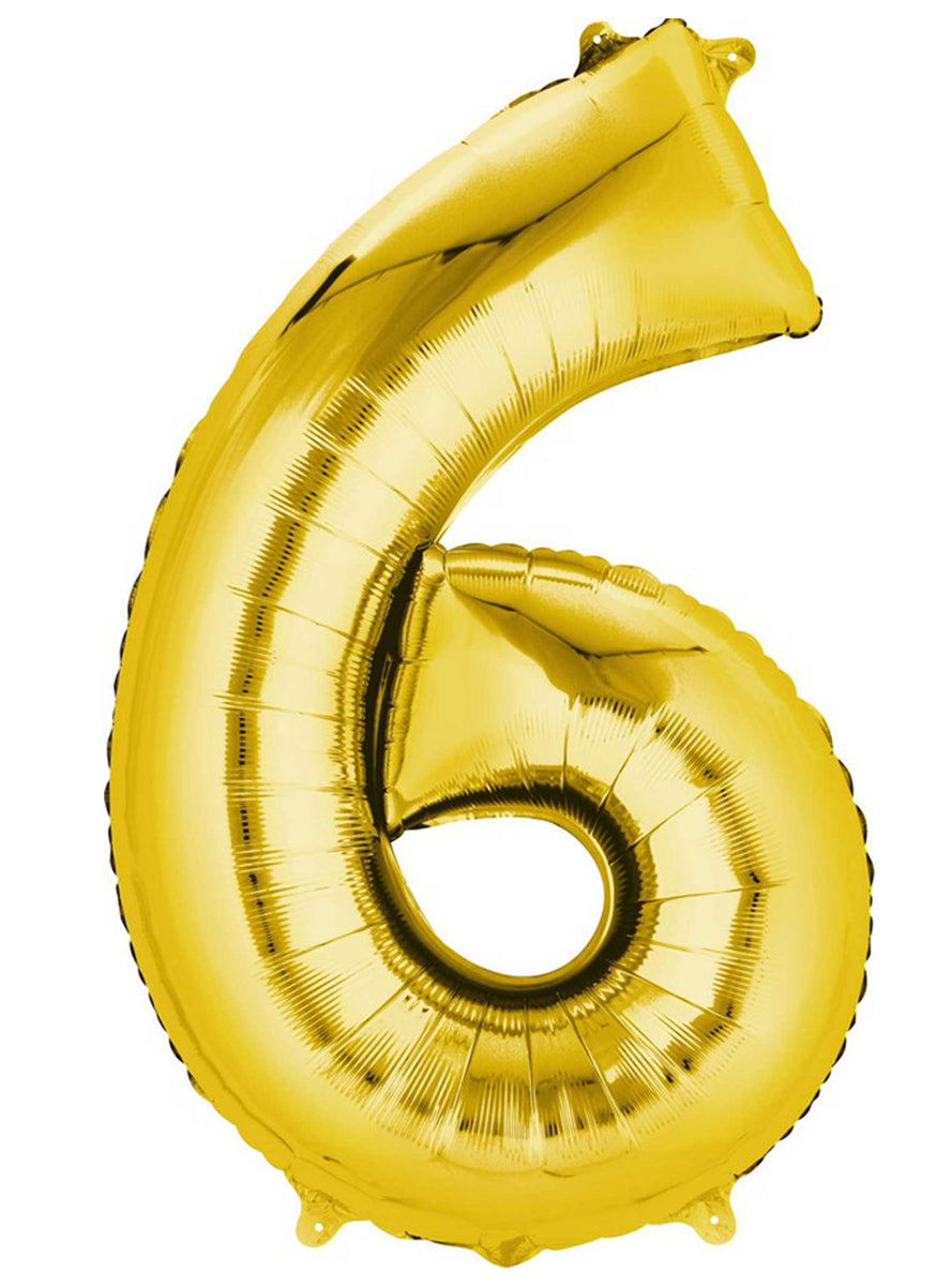 40cm Air Fill Gold Foil Number 6 Balloon - Main Image