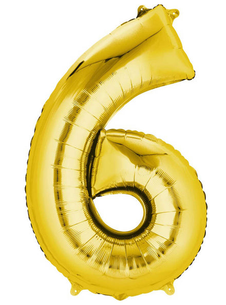 40cm Air Fill Gold Foil Number 6 Balloon - Main Image