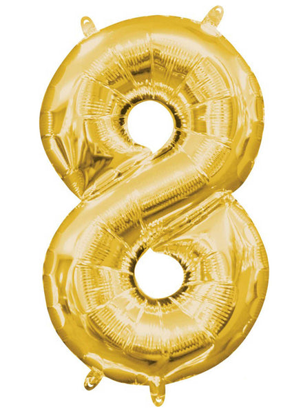 40cm Air Fill Gold Foil Number 8 Balloon - Main Image
