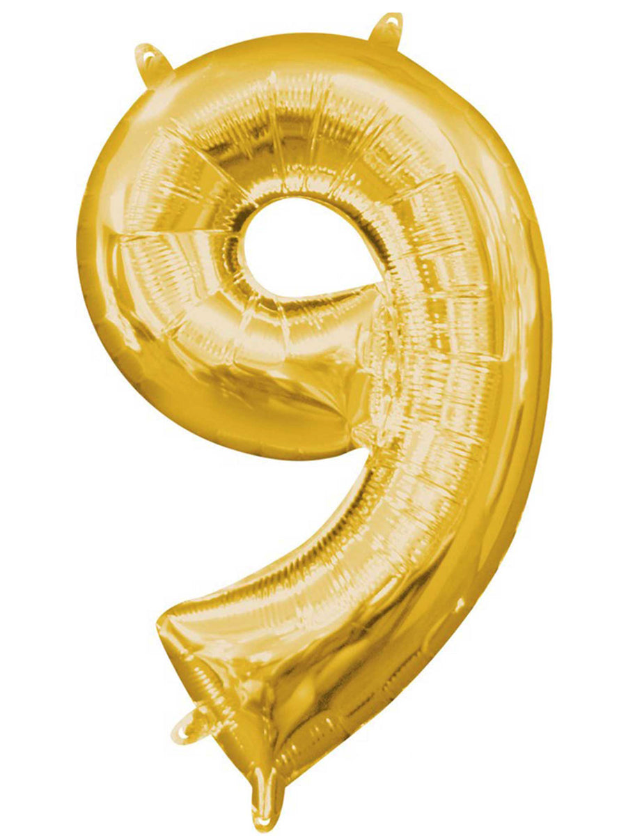 40cm Air Fill Gold Foil Number 9 Balloon - Main Image