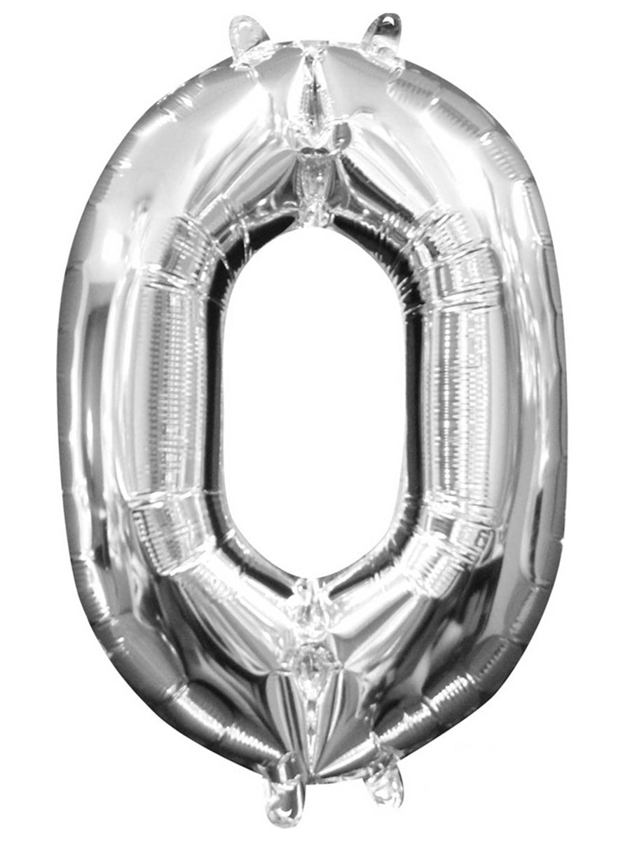 40cm Air Fill Silver Foil Number 0 Balloon - Main Image