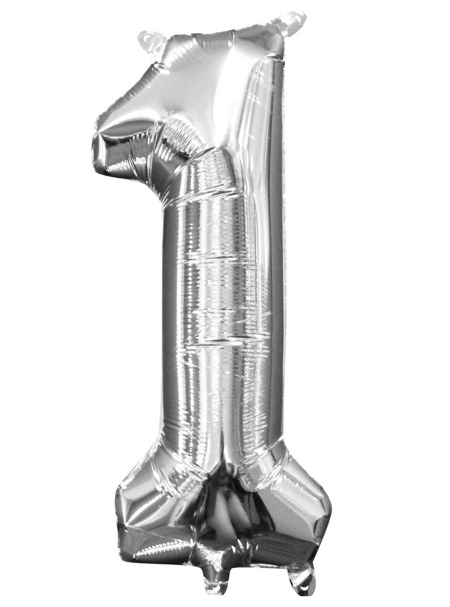 40cm Air Fill Silver Foil Number 1 Balloon - Main Image