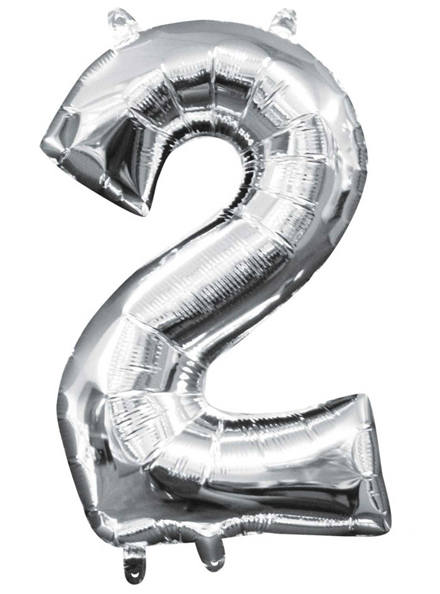 40cm Air Fill Silver Foil Number 2 Balloon - Main Image