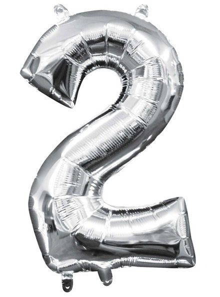 40cm Air Fill Silver Foil Number 2 Balloon - Main Image