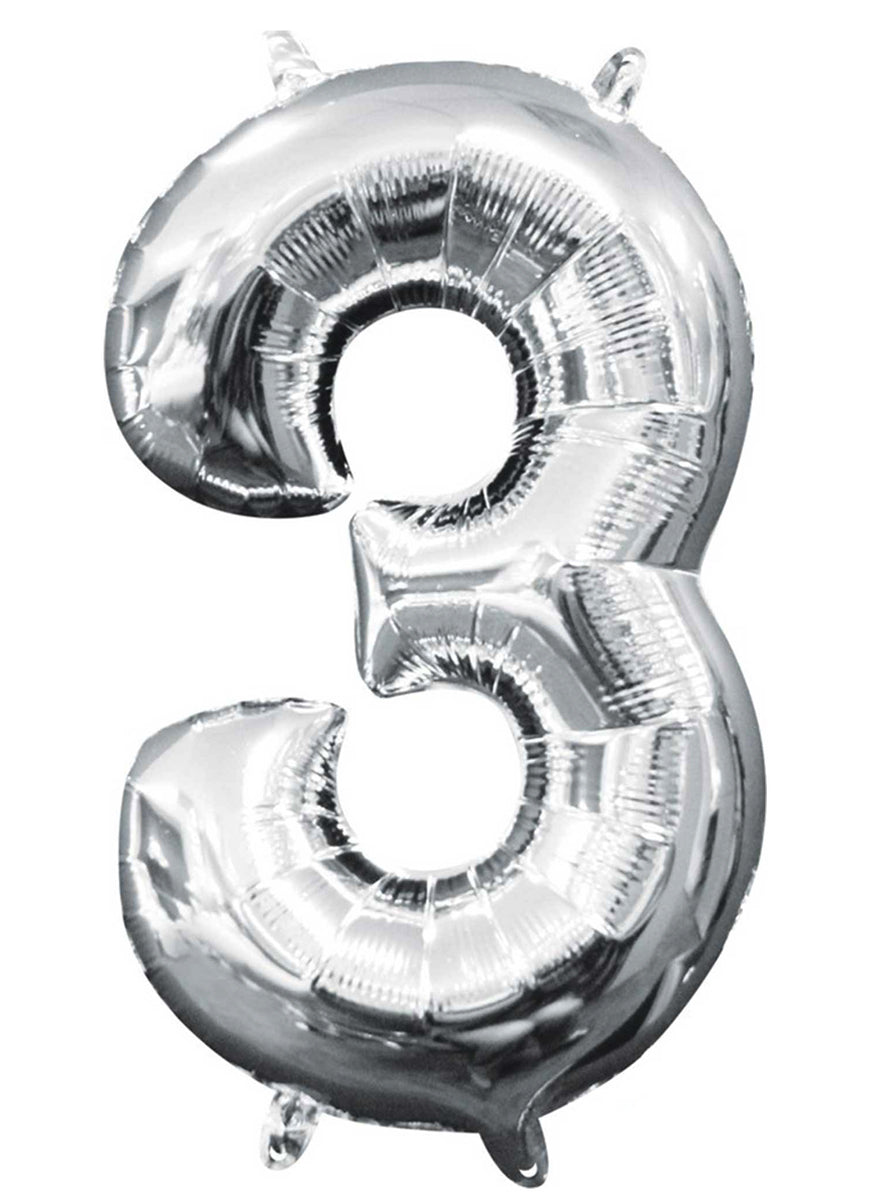 40cm Air Fill Silver Foil Number 3 Balloon - Main Image