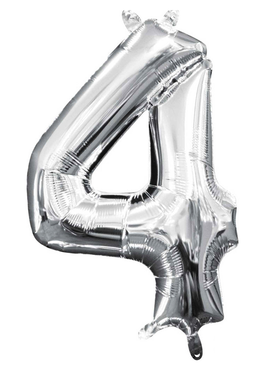 40cm Air Fill Silver Foil Number 4 Balloon - Main Image
