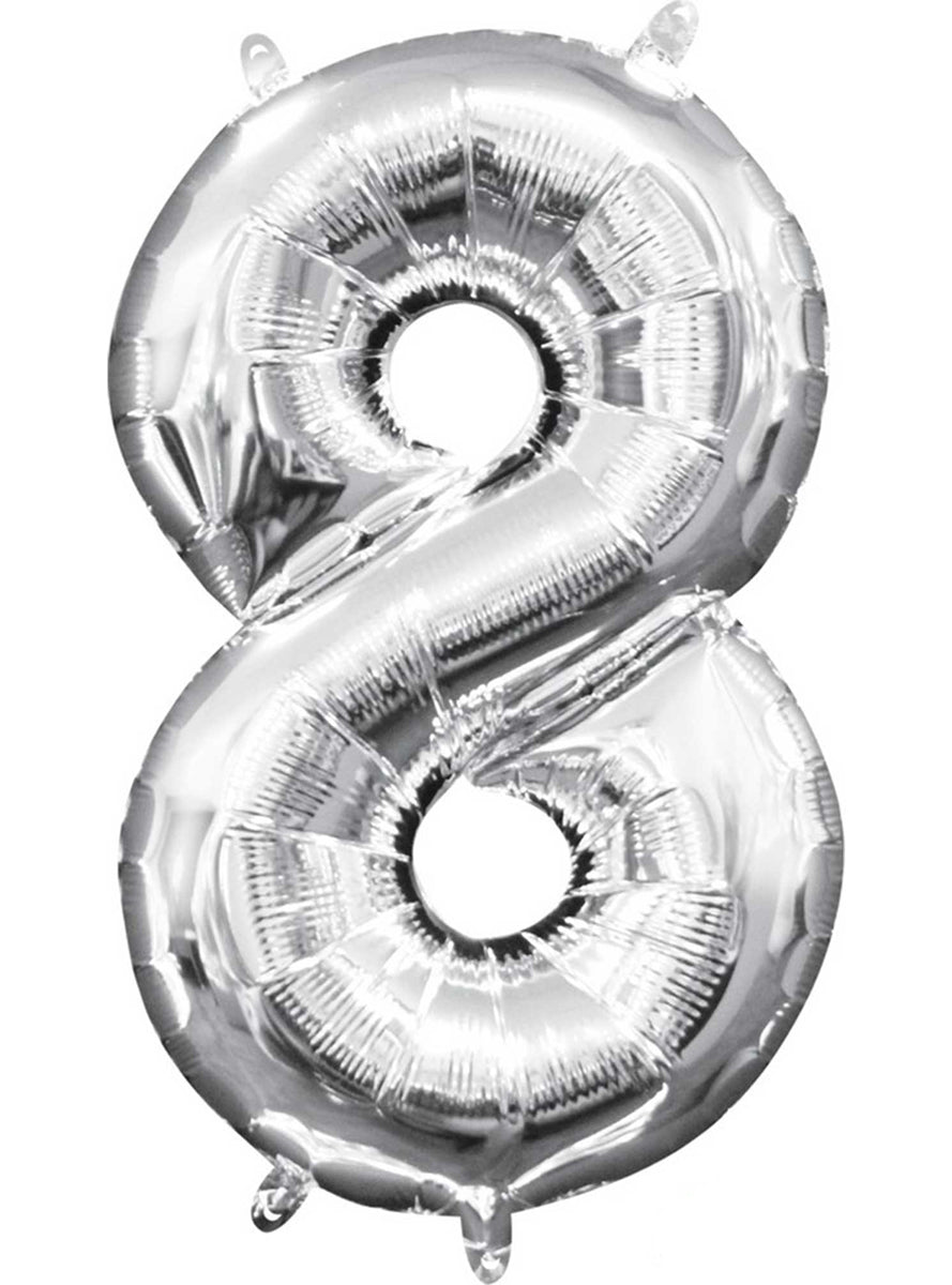 40cm Air Fill Silver Foil Number 8 Balloon - Main Image