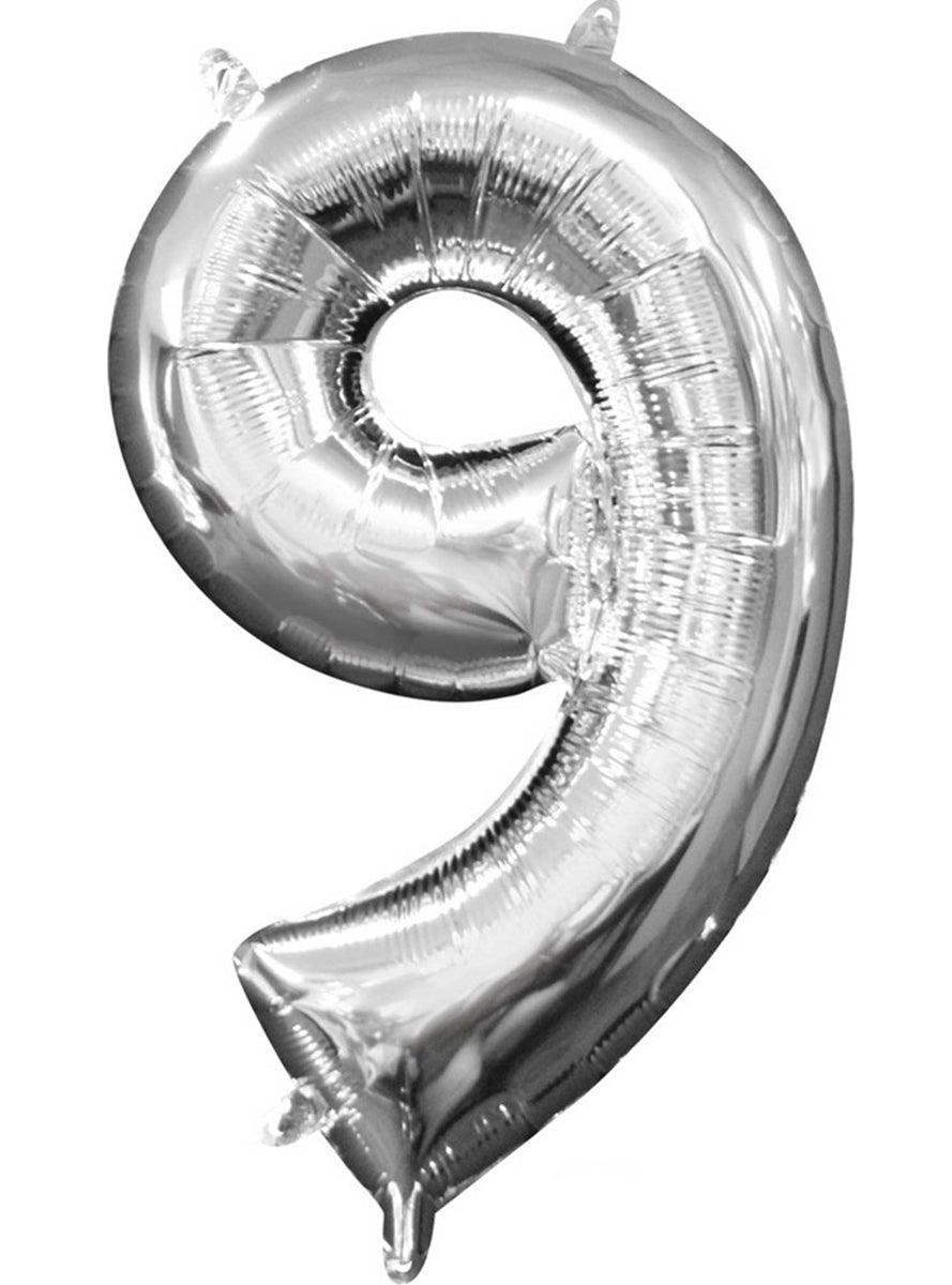 40cm Air Fill Silver Foil Number 9 Balloon - Main Image