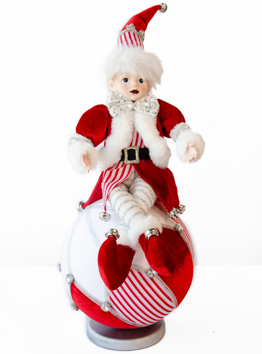 Deluxe Red and White Sitting Christmas Elf Decoration 40cm - Main Image