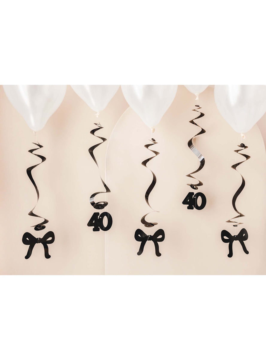 40th Birthday 5 Pack 50cm Black Swirls With Bows — Lifestyle Image