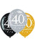 Image of 40th Birthday Black and Gold 6 Pack Party Balloons