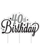 Image of 40th Birthday Silver and Black Birthday Cake Candle