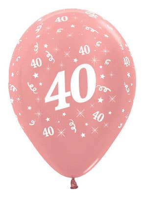 Image of 40th Birthday Metallic Rose Gold 25 Pack Party Balloons