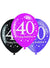 Image of 40th Birthday Pink and Black 6 Pack Party Balloons