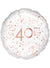 Image of 40th Birthday Rose Gold and White 45cm Party Balloon