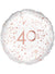 Image of 40th Birthday Rose Gold and White 45cm Party Balloon