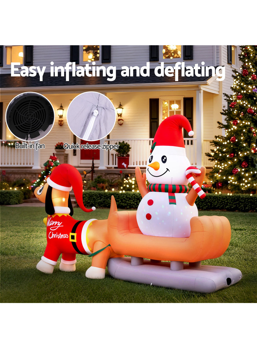 Jingle Jollys Light Up Inflatable Snowman Dog Outdoor Christmas Decoration 420cm - Details Image