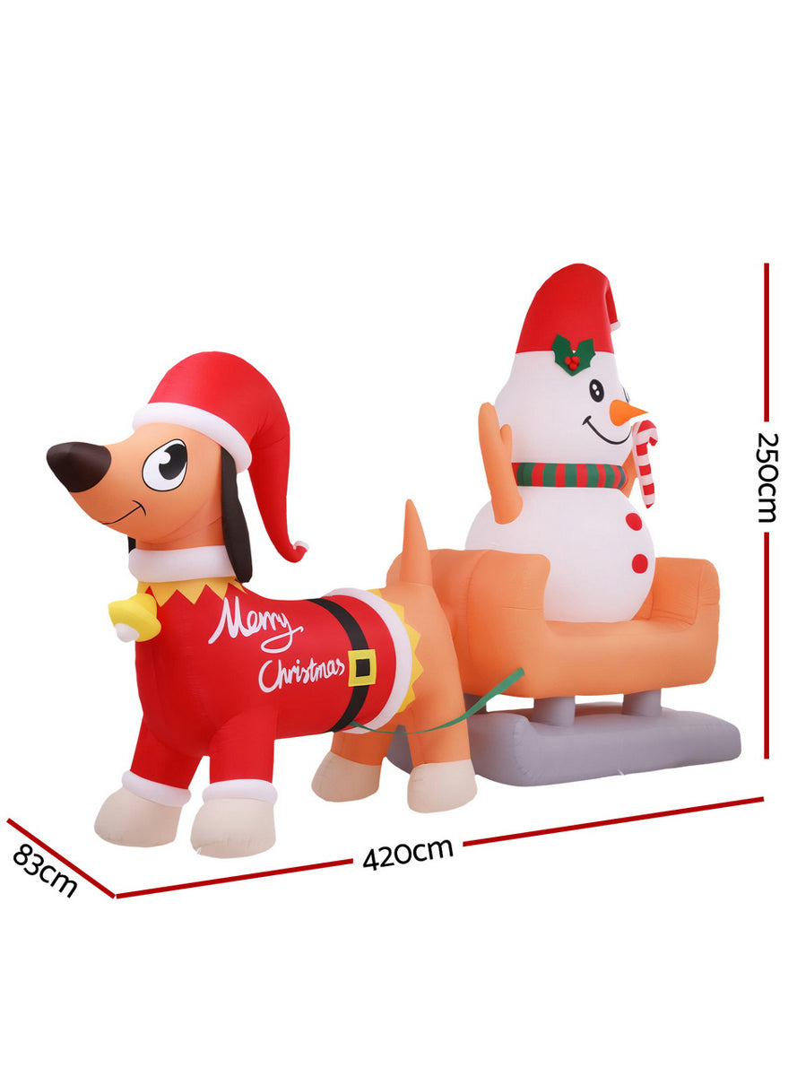 Jingle Jollys Light Up Inflatable Snowman Dog Outdoor Christmas Decoration 420cm - Measurements Image