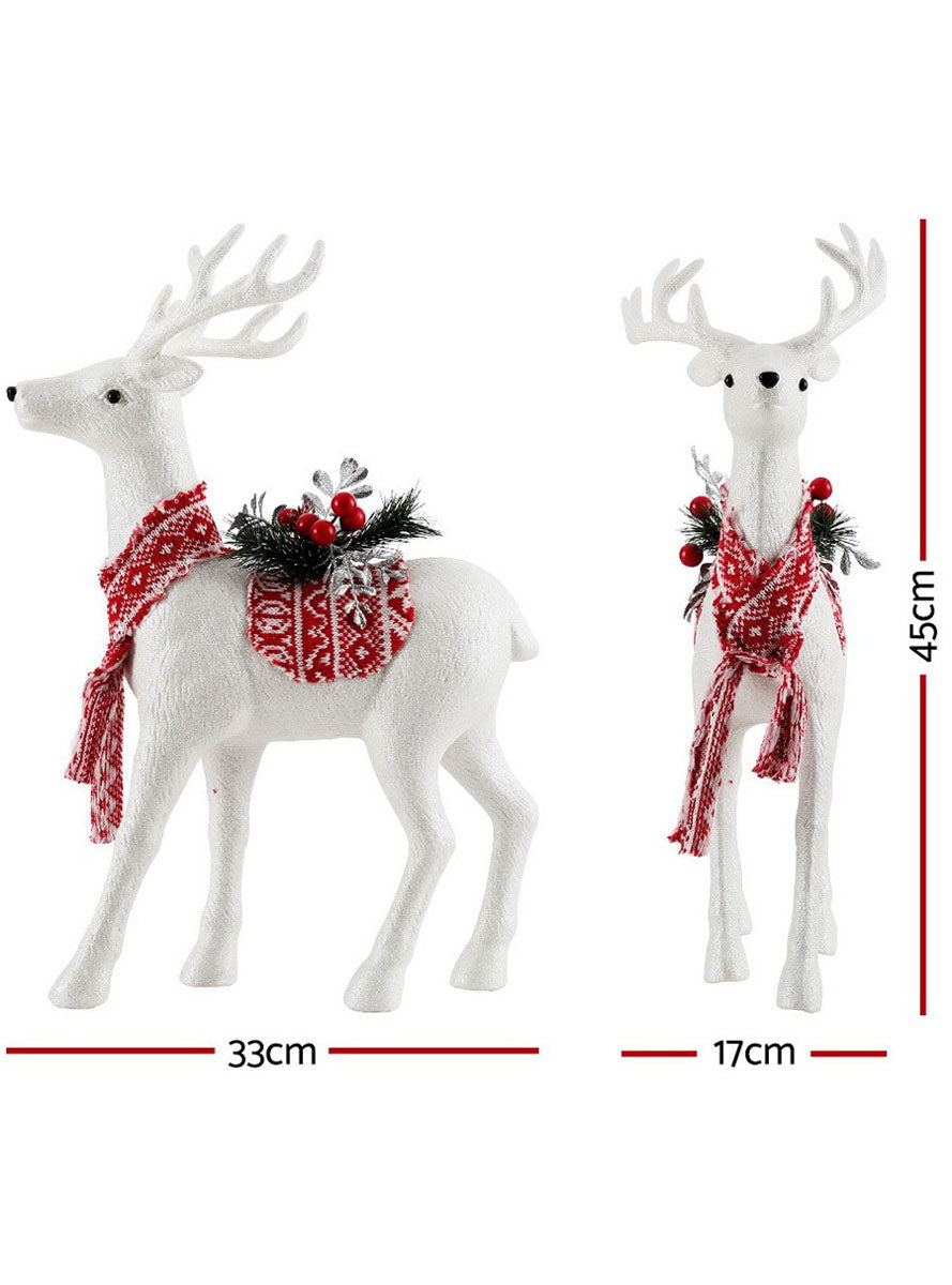 White Glitter Christmas Reindeer Decoration 45cm Dimensions Image