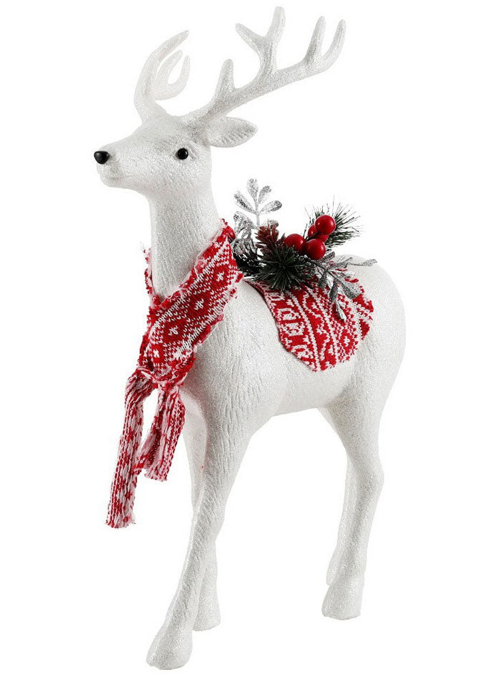 White Glitter Christmas Reindeer Decoration 45cm Main Image