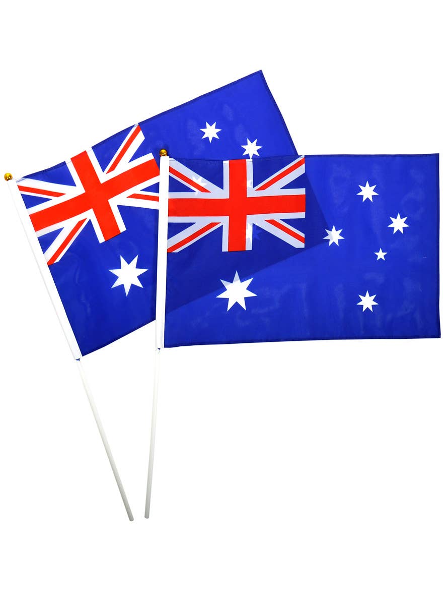 Image of Set of 2 45cm x30cm Australian Flags on Sticks - Main Image