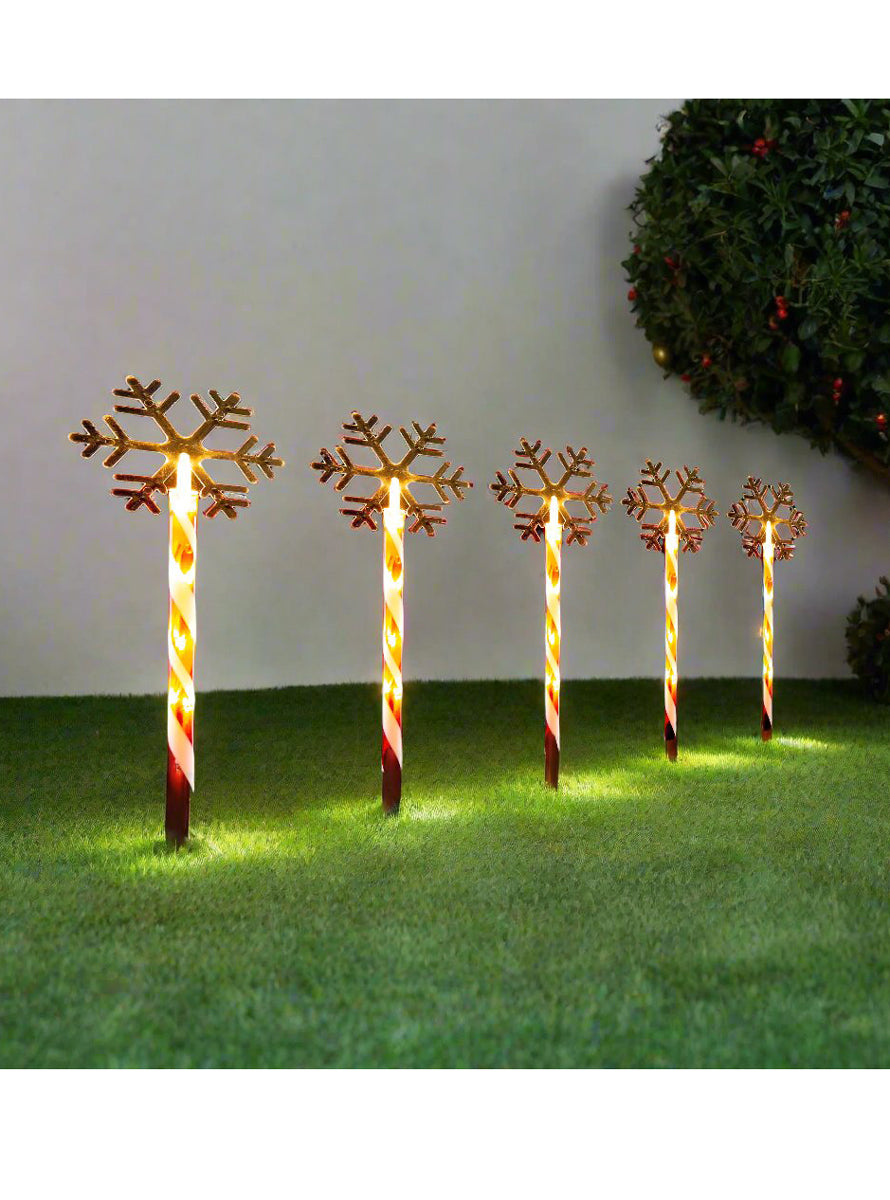 Candy Cane Snowflake Path Lights 5 Pack - Main Image