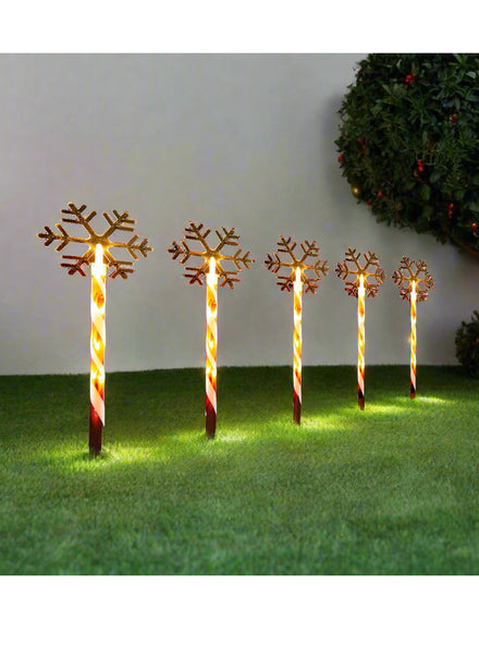 Candy Cane Snowflake Path Lights 5 Pack - Main Image