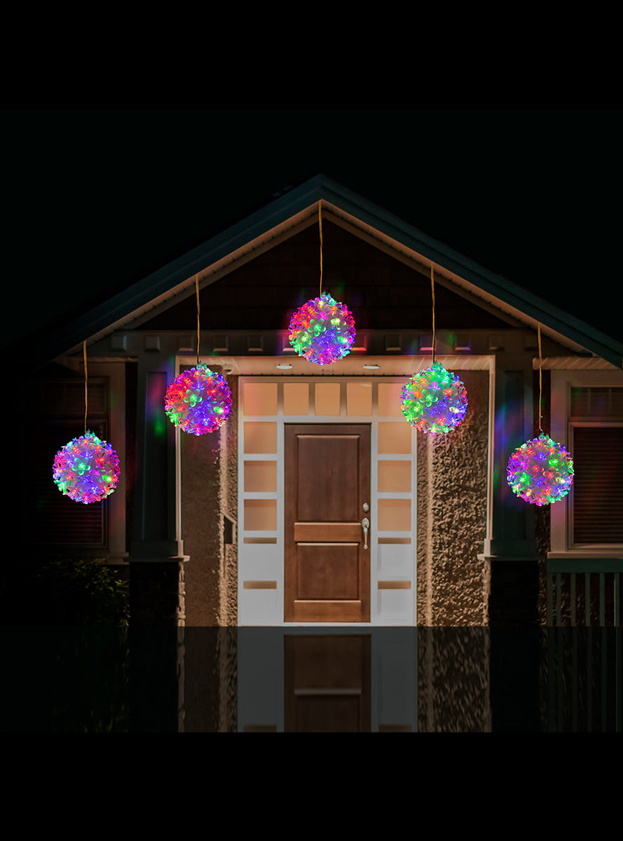 5 Pack Multicolour Twinkling Petal Balls Christmas Lights - Main Image