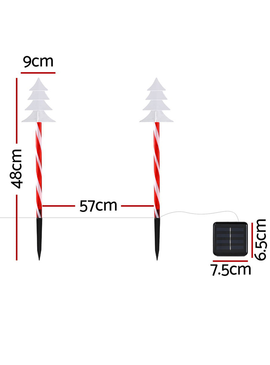 Red and White 5 Pack Christmas Tree Path Lights - Dimensions Image
