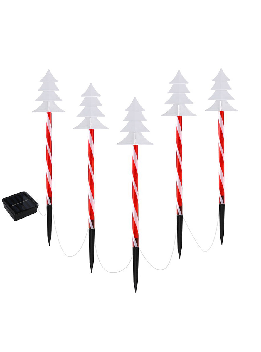 Red and White 5 Pack Christmas Tree Path Lights - Main Image