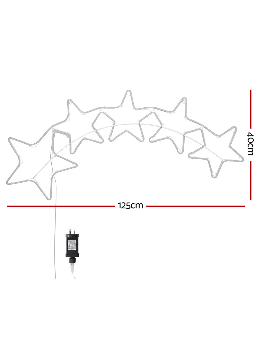Multicolour 5 Star 125cm Rope Light Christmas Decoration - Dimensions Image
