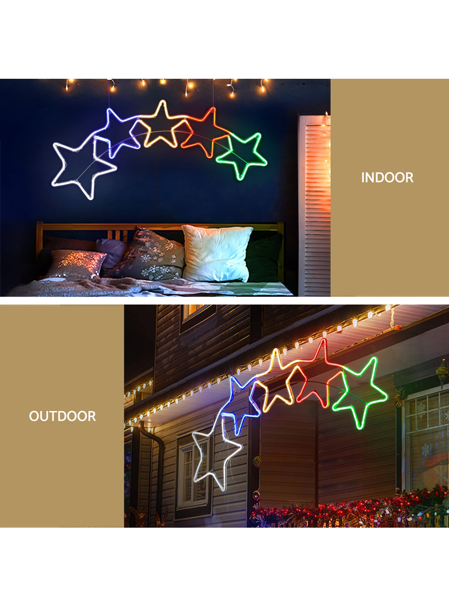Multicolour 5 Star 125cm Rope Light Christmas Decoration - Info Image 2