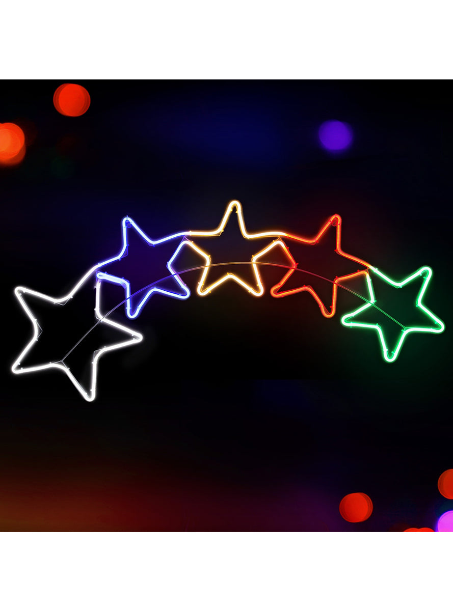 Multicolour 5 Star 125cm Rope Light Christmas Decoration - Main Image