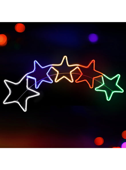 Multicolour 5 Star 125cm Rope Light Christmas Decoration - Main Image