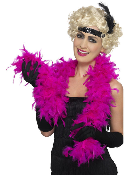 Fuchsia Pink 50 Gram 1920s Feather Boa Costume Accessory - Main Image