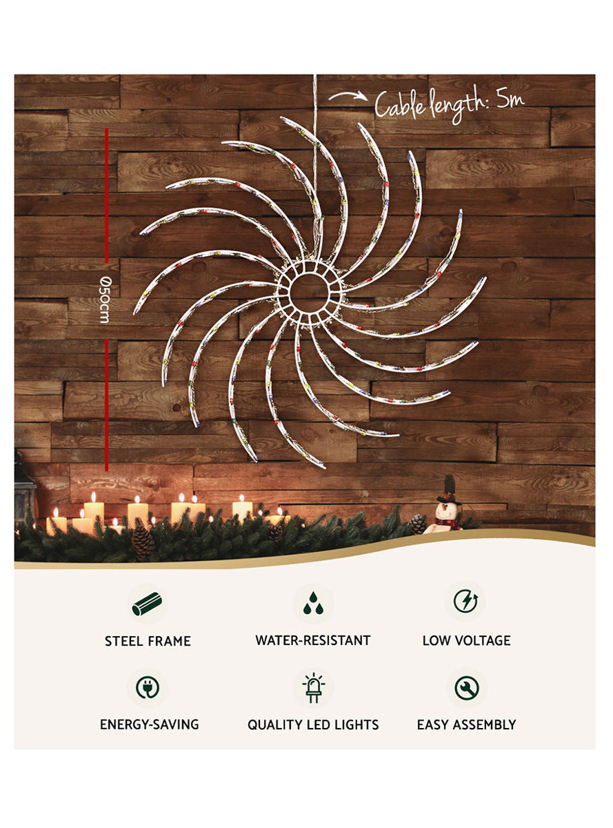 Jingle Jollys Multicolour Spin Christmas Light Decoration 50cm - Information Image 1